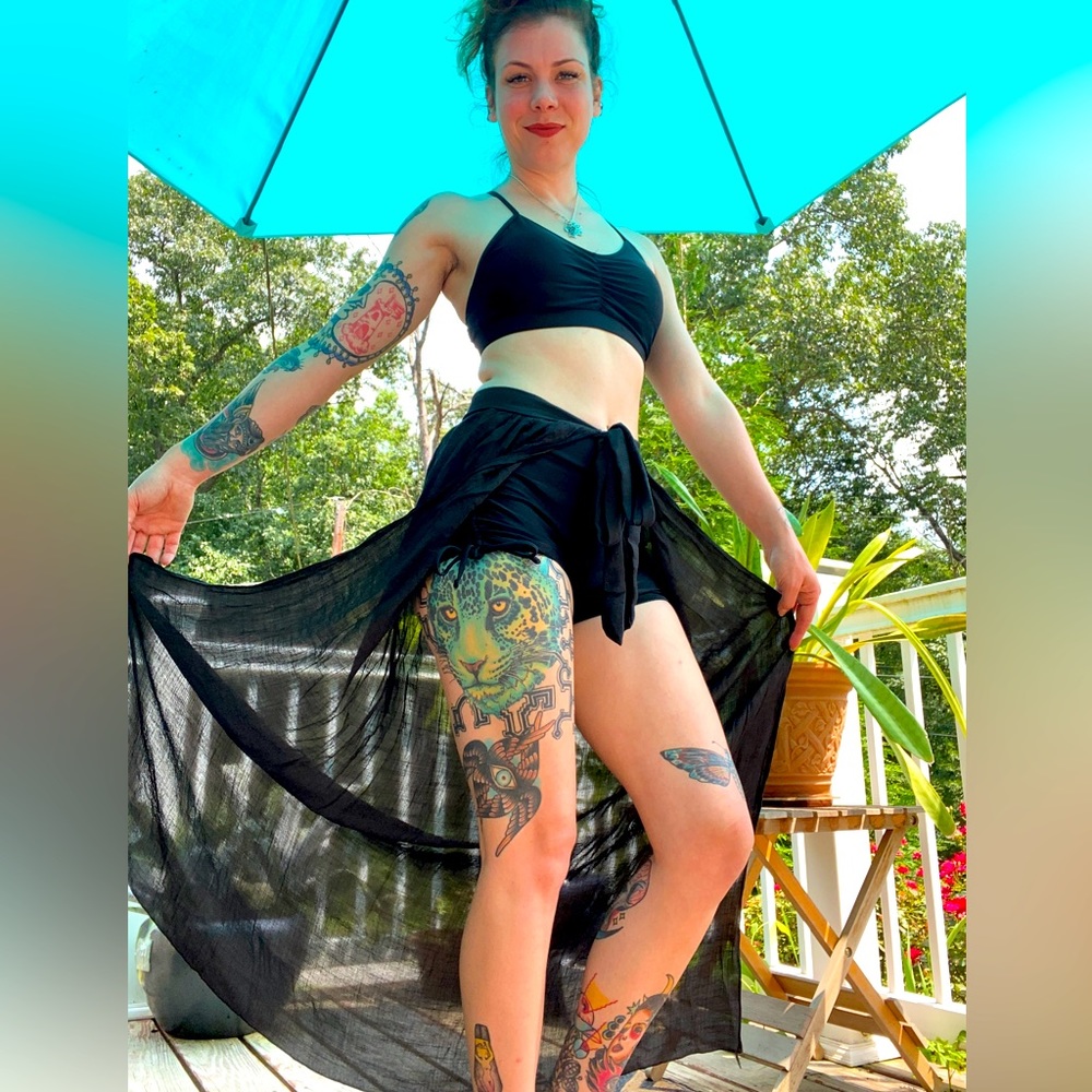 5) Black flowing beach wrap
